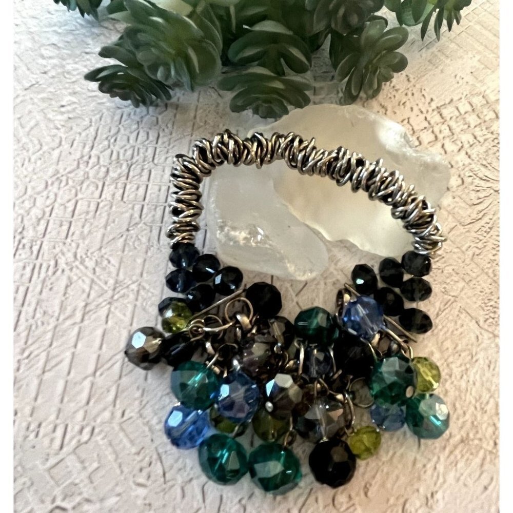 Multicolor Borealis Beaded Statement Stretch Bracelet